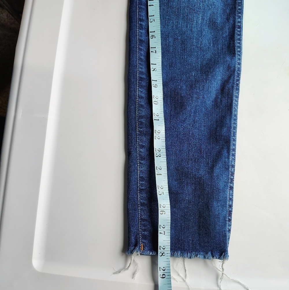 Madewell 10" high-rise exposed buttons fly frayed hem Jeans dark Blue sz 30/28. - Picture 13 of 16